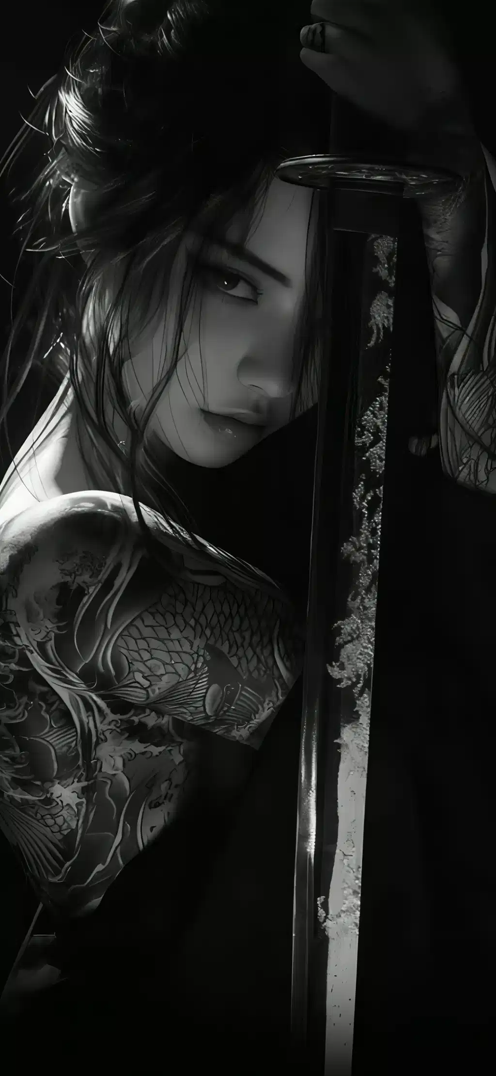 Monochrome Samurai Warrior Wallpaper